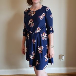 Navy Blue Floral Dress